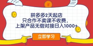 图片[1]-（12307期）拼多多0成本开店，只合作不卖课不收费，0成本尝试，日赚千元+-华创网