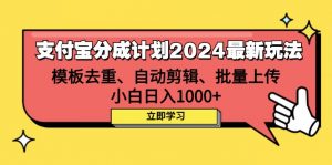 图片[1]-（12444期）支付宝分成计划2024最新玩法 模板去重、剪辑、批量上传 小白日入1000+-华创网